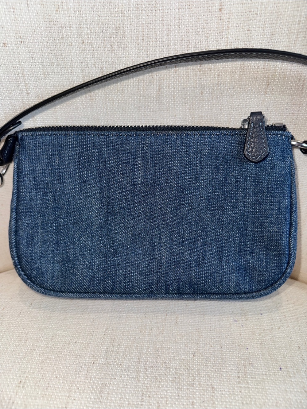 Coach Nolita Denim Studded Wristlet - Dark Blue.  Like new  💗Free bag charm 💗 - Picture 2 of 7